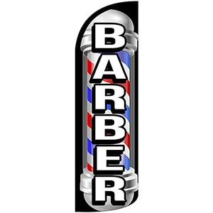 4 Less Co BARBER - Windless Swooper Flag Feather Banner Sign 3x11.5 ft Tall (Flag Only) kq47