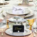 UNIQOOO 24Pcs Decorative Pearl Place Card Holders w/Black White Cards, Elegant Men&Women Name Card Stands Set, for Wedding Event Table place Cards, Retail Shop, Business Card, Party Food Signs