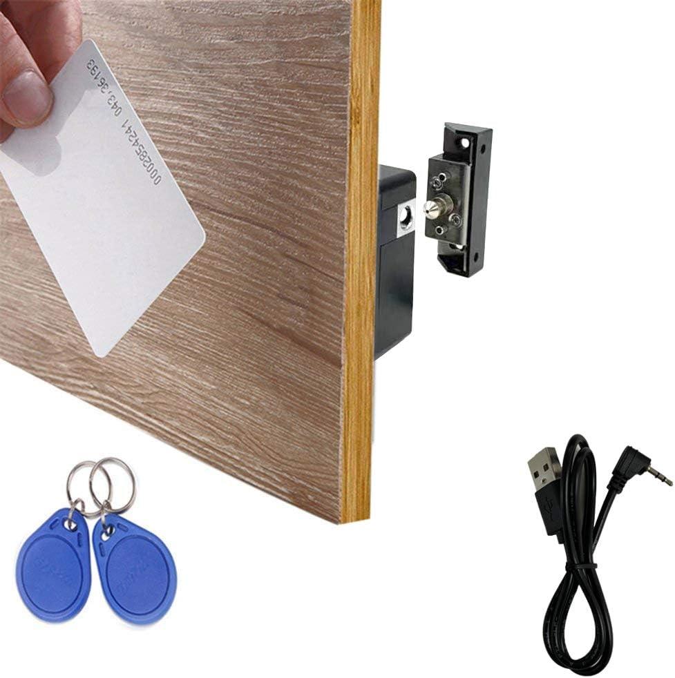 RFID Lock Electronic Cabinet Lock, Hidden DIY Lock with USB Cable for Wooden Cabinet Drawer Locker Cupboard (1 Pack) (Black)