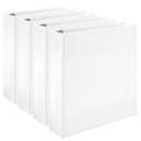Amazon Basics 3 Ring Binders, 2 Inch, D-Ring Organizer for School, Home Office, White, 4 Pack