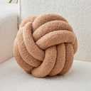 Decorative Throw Knot Pillow Ball for Home Chair Sofa Couch Bed Aesthetic Round Decor Pillows Lambswool Knotted Pillow Cushion (Khaki, 11 inches)