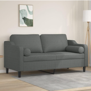2-Seater Sofa Dark Grey Couch for Room, Office, Living Spaces | Modern Polyester Fabric Loveseat Sofabed Furniture for Apartment & Home