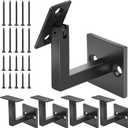 5 x 304 Stainless Adjustable Swivel Handrail Brackets , Matt Black Contemporary Square Stair Brackets for Indoor or Outdoor Staircase