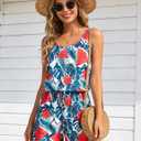 RAISEVERN Womens Rompers Summer Short Jumpsuits Casual Scoop Neck Sleeveless Romper with Pockets (Medium, Green-02)