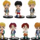 7pcs BTS Cake Toppers Character Set of Action Figures ToysBTS Mini Figurines Dolls Birthday Party Supplies Car Desktop BTS Birthday Decorations (A)