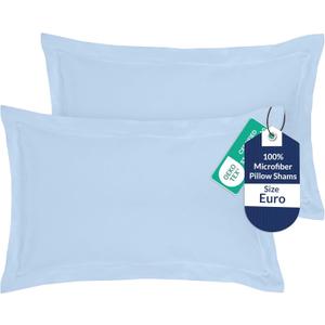 Royale Linens Pillow Shams 2 Pack Euro Size 26x26 Inch - Brushed 1800 Microfiber - Bed Pillow Shams, Wrinkle Resistant Super Soft and Cozy - Back Overlap Closure - Oxford Pillowcase (Euro, Lake Blue)