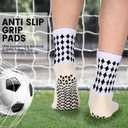 2/4 Pairs Grip Soccer Socks for Men Women Cushioned Non Slip Football Basketball Athletic Sports Socks
