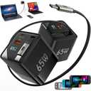 HATALKIN 65W USB C Charger for iPhone 17, 3 in 1 GaN Retractable Wall Charger Plug, Type C Cable and Dual Port for Nintendo Switch2, Travel Fast Charging Block for MacBook, iPad,Galaxy,Pixel, Tablet