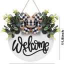 Welcome Sign for Front Door Porch Decor Farmhouse Wreath Wall Decor 30cm Round Wooden Hanging Housewarming Home Decor for Home Outdoor Indoor (White)