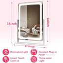 ROLOVE Vanity Mirror with Lights for Desk, 12.6"x15", Dimmable, White
