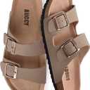 Womens Sandal Cork Footbed Slide, Arch Support Slides for Women with Adjustable Buckle, Comfortable Summer Beach Outdoor Sandals (Beige, US 7.5)