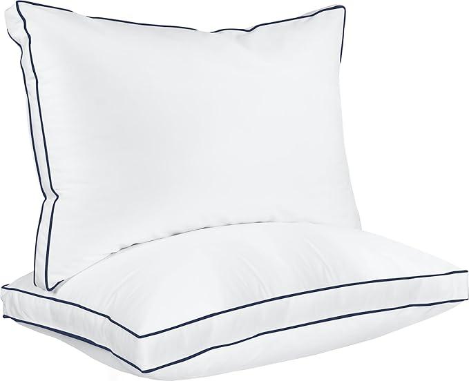 Utopia Bedding Bed Pillows for Sleeping King Size (Navy/White), Set of 2, Cooling Hotel Quality, Gusseted Pillow for Back, Stomach or Side Sleepers