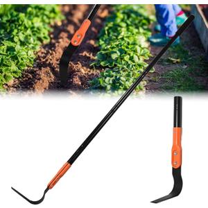Small Garden Hoe with 71" Long Handle, L Shaped Gardening Weeding Tools with Three-Sided Sharp Blades, Hula Garden Hoe, Lightweight Weed Puller Tool for Trenching, Weeding, Loosening, Crack Weeder