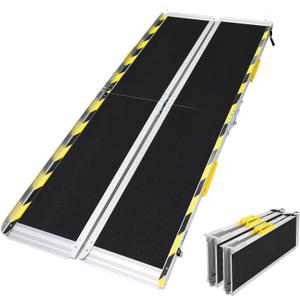 Ruedamann 6FT Wheelchair Ramp, Portable Wheel Chair Ramp for Home Entrance, Non-Slip Aluminum Folding Handicap Ramps for Wheelchairs, Strollers, Scooters, Stairs, Steps, Curbs, Doorways