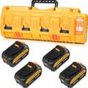 Mrupoo Replacement for Dewalt 20V Battery 6000mAh with DCB104 Replacement for Dewalt Battery Charger Station Compatible with Dewalt 20V 12V Battery Charger (4Pack)