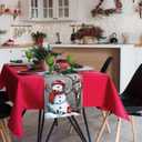 Christmas Red Bird Branch Table Runner Snowman Cardinal Burlap Table Runners, Winter Xmas Seasonal Coffee Table Center Decor for Home Kitchen Dining Party Indoor Outdoor 13x108 Inch