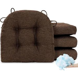Tromlycs Chair Cushions for Dining Chairs Kitchen Seat Cushions Room Set of 4 Pads with Ties Indoor Non Slip Office 18 x 18 Inch, Dark Brown