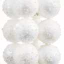 12CT Christmas Ball Ornaments, White Christmas Ball Decorations Shatterproof Plastic Hanging Pearl Balls for Holiday Party(70mm/2.76")