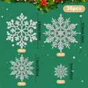 Christmas Ornaments Snowflake Decorations Christmas Tree Indoor Outdoor Decoration 36 Pcs Plastic Glitter Silver Snowflake Ornaments Set Hanging Winter Wonderland Holiday Party Decorations