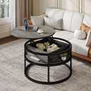 YITAHOME Round Lift Top Coffee Tables for Living Room with Hidden Storage Compartment, Modern Grey Coffee Table with Storage 2 Tiers for Home Decor Office Round Center Tables Living Room Table, Grey, 31.5 inches x 31.5 inches x 18.5 inches