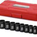 MIXPOWER 13 Pieces 3/8-Inch Drive Shallow Impact Socket Set, 7mm to 19mm, CR-V, Metric, 6 Point, Shallow, 13 Pieces 3/8" Dr. Socket