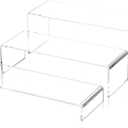 1 Set Large Acrylic Clear Display Risers, 3 Sizes 12" Rectangular Showcase Collectibles Display Shelf, 5 mm Thick Desktop Display Stand Holder for Figures, Jewelry, Perfume, Toys