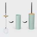 Bathroom Accessories Bath Set of 6, Toothbrush Holder, Soap Dispenser, Trash Can, Soap Dish, Toothbrush Cup and Toilet Brush Holder, Green (Green-bamboo Lid)