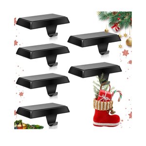 Homjoy 6 Pack Metal Christmas Stocking Holders for Mantle Heavy Duty Stocking Hangers Stocking Hook Christmas Ornaments for Counter Tables Window Fireplace Mantle Decoration (Black)