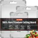 3PCS 100% Pure Titanium Cutting Boards for Kitchen, Food-Grade Metal Cutting Board for Meat, Fruit, and Veggies,Chopping Board with Anti-Slip Corner Protectors Removable, Dishwasher Safe Grey (17.32x11.8in, Gray)
