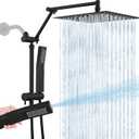 All Metal 10 Inch Rain Shower Head with Handheld Spray Combo, High Pressure Waterfall Rainfall Square Shower Heads with 16" Adjustable Extension Arm, Dual Showerhead with 3-Way Diverter, Matte Black
