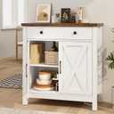 AURINEST Buffet Cabinet, Small Coffee Bar Cabinet with Drawer, White | Farmhouse Coffee Bar Cabinet with Adjustable Shelves & Doors for Kitchen, Dining Room & Living Room