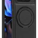 Magnetic Case Designed for Google Pixel 10/Pixel 10 Pro Premium PU Leather 360 Degree Rotatable Ring Stand Rugged Shockproof Phone Cover for Pixel 10/10 Pro (Black)