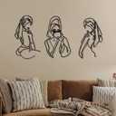 Photect 3 Pcs Metal Wall Art Decor Minimalist Abstract Woman Wall Art Metal Modern Line Drawing Decor Female Single Line Home Hanging for Bedroom Bathroom Living Room Christmas Housewarming(Romantic)