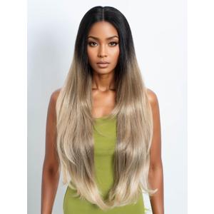 NOBLE Long Layered Wig With Curtain Bangs Deep Part Lace Front Wigs for Women Suitable for Everyday Wear