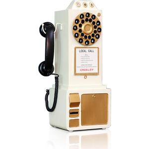 Antique Telephone - Rotary Dial Landline Phone Model Vintage Classic Phone Props Retro Wall Mounted Crafts Ornaments Cafe Bar Window Booth Decoration - 9.8''L x 6.3''W x 19.7''H, White