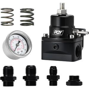 Adjustable EFI Fuel Pressure Regulator Kit 3-70PSI with AN8 Feed Port and AN6 Return Port (black)