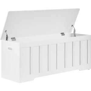 47.2" Storage Chest Extra Large,Storage Trunk with 2 Safety Hinges,Wooden Storage Bench,Shoe Bench,47.2x15.7x19.1 Inch,Easy Assembly,Storage Bench for Bedroom,Living Room,entryway(White).