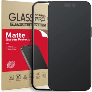 Ambison [2 Pack Matte Glass Screen Protector Compatible for iPhone 14 Pro Max, Dynamic Island Compatible/Anti-Glare [No Bubbles] Install Frame/Smooth as Silk, iPhone 14 Pro Max 6.7inch 2022