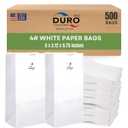 Duro 4# White Paper Bags 500-Count, White Sandwich Paper Bags, Candy, Snacks, Treats, Popcorn Bags & Bulk Disposable Lunch Sacks - 5.00 x3.12 x 9.75 Inches