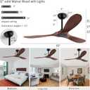QUTWOB 52" Wood Ceiling Fan No Lights with Remote Control,Wooden 3 Blades Ceiling Fans Without Light for Patio,Garage,Living Room,Bedroom,Office,Indoor/Outdoor(Black+Dark Walnut)