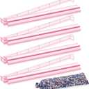 Mahjong Racks with Pushers, 4PCS Set Clear Acrylic American Mahjong Accessories All-in-One Tile Rack & Pusher Gifts (Pink)