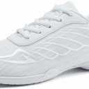 White Cheer Shoes for Girls Womens Cheer Shoes Youth Girls Cheerleading Shoes Competition Gear Dance Tennis Sports Training Athletic Comfortable Flats Breathable Soft Kids Cheer Sneakers (4.5)