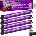 4 Pack Rechargeable Black Light Bar, 5000mAh Large Capacity Battery Powered Black Lights for Glow Party, Portable Blacklight Party Supplies for Uranium Glass, Fluorescent Poster, Bedroom, Halloween