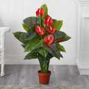 Nearly Natural 3ft. Anthurium Silk Plant (Real Touch), Red