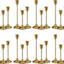 Taper Candle Holders Bulk, Set of 24 Brass Gold Vintage Candle Sticks Holder Decor Home Decor Centerpieces for Table Festive Wedding Decorations