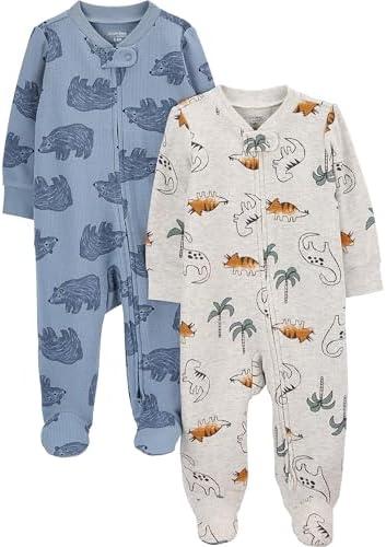 Simple Joys by Carter's baby-boys 2-pack 2-way Zip Cotton Footed Sleep and Play Size 0m