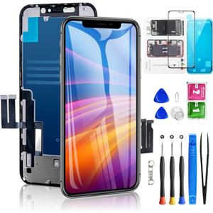 for iPhone 11 Screen Replacement 6.1 Inch, Diykitpl 3D Touch LCD Digitizer Replacement for A2111, A2223, A2221, with Repair Tools Kit+Magnetic Screw Mats+Screen Protector+Waterproof Frame Adhesive (For 6.1inch iPhone 11)