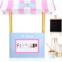 Newtay 52 Sets Ice Cream Stand Supplies Kit Include 47 ''x 51'' Ice Cream Stand Table Cover and 50 Pcs Disposable Cups Lids Straws Pitcher for Community Charity Activities Party