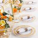 WELLIFE Guests Dinnerware Sets, Gold Plastic Plates，Platos Para Fiestas Elegantes Desechables 182 PIECES