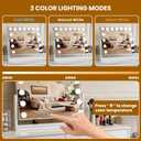 Vanity Mirror with Lights, 23"×17" Hollywood Makeup Mirror with 15 Dimmable Bulbs, 3-Color Lighting, Dimmable, 360° Rotation, 10x Magnification, Desk Mirror, Bedroom (White)